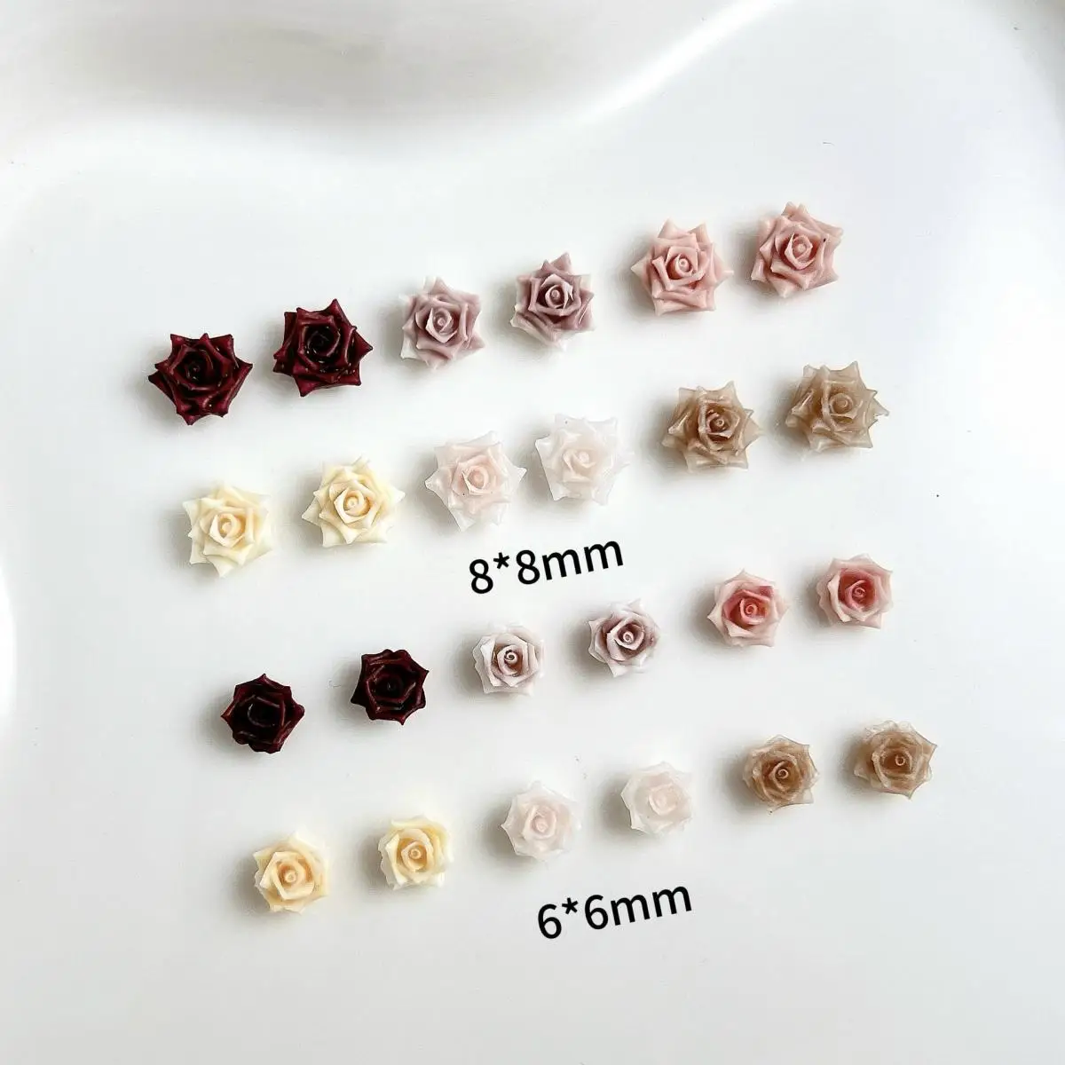 50PCS Simulated Minimalist Resin Flowers Mixed Nail Art Charms 3D Colorful Luminous Rose Camellia Nail Decorations DIY Manicure