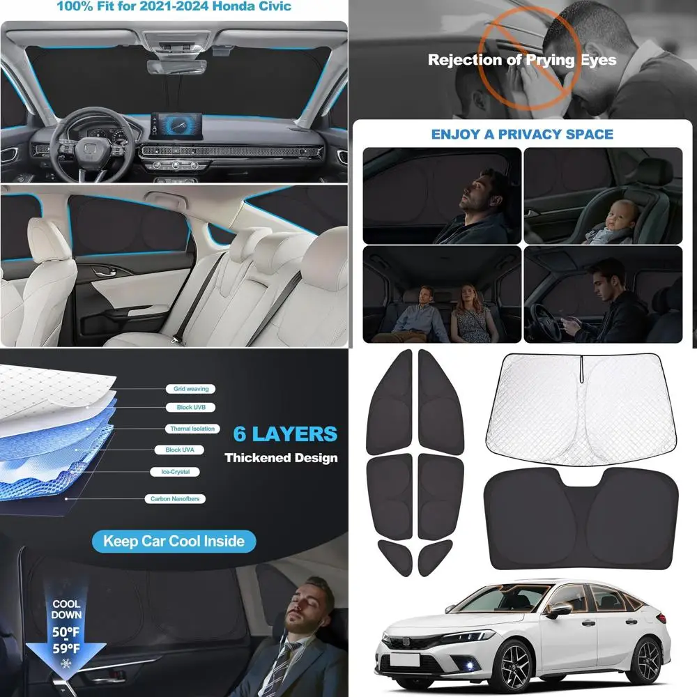 

Thickened 6-Layer Car Window Shades for Full Privacy and Heat Insulation, Ideal for Camping and Napping (8 Pieces)