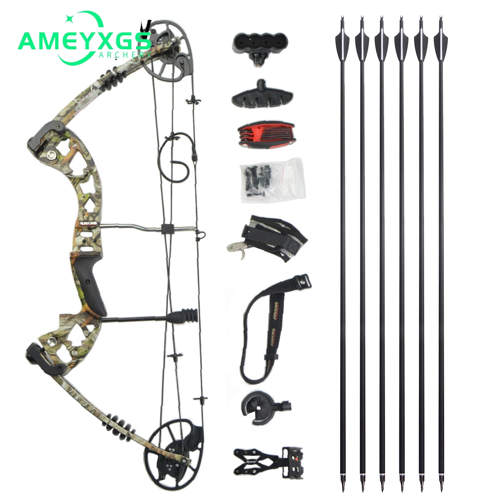 

JUNXING M125 Compound Bow Archery Black Camouflage Aviation Aluminum Belt 30-70lbs Adjustable Pull Hunting Bow High Power Bow