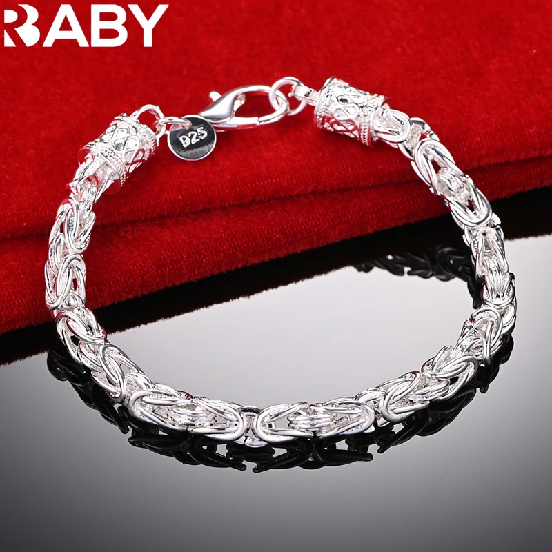 

URBABY 925 Sterling Silver Classic Lobster Clasp Bracelet For Men Wedding Party Charm Fashion Jewelry Gift