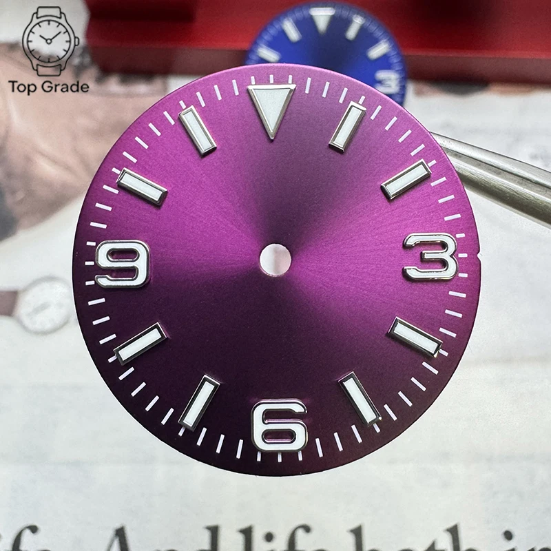 TG 28.5mm NH35 No Logo Dial Sunburst 3 6 9 Green Luminous Watch Dial High Quality Suitable for NH35/NH36 Automatic Movement