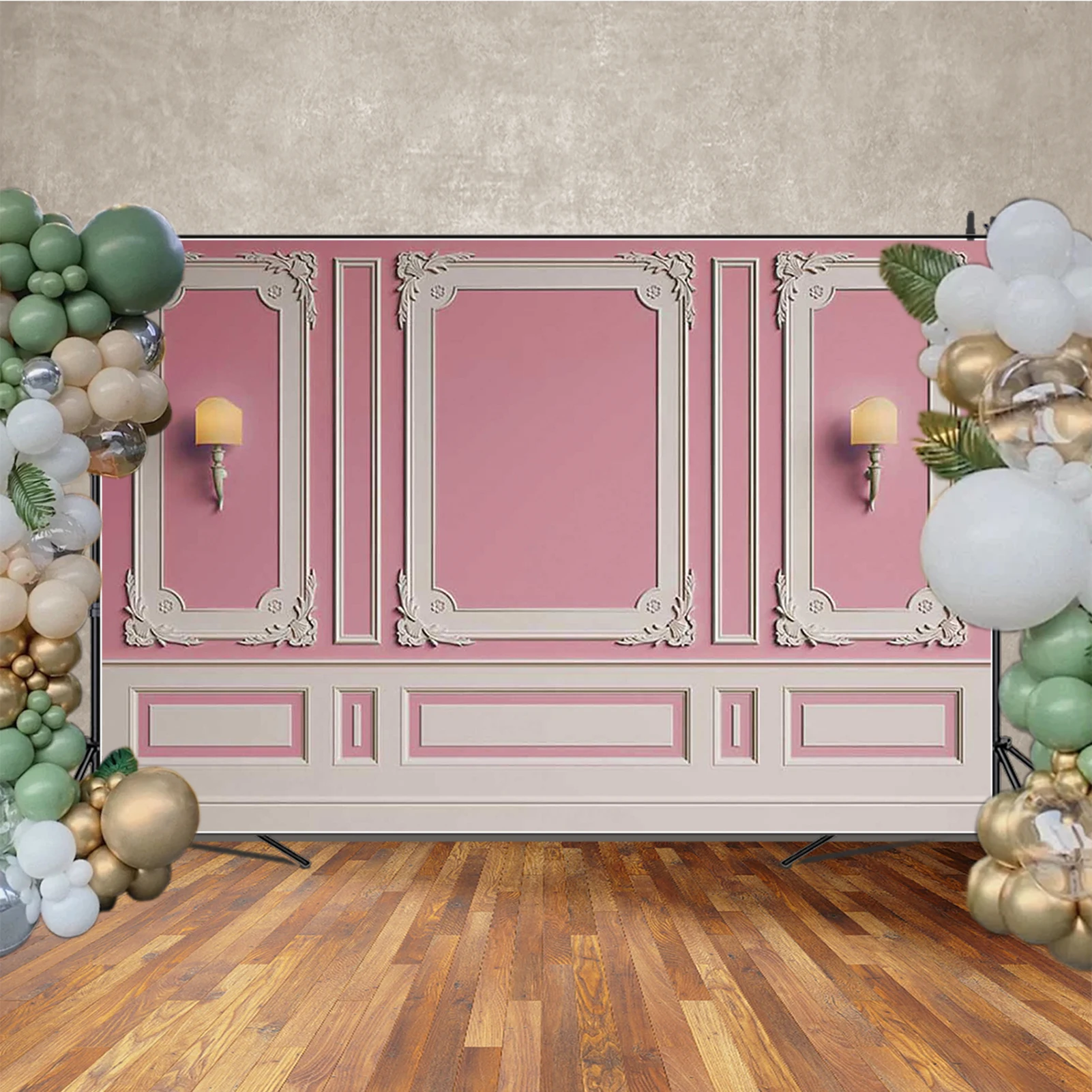 MOON.QG Retro Damask Tło Fotograficzne Ramka Ścienna Salon Różowe Fotobudka Tło Studio Fotograficzne Dziecięce Rekwizyty Fotobudki