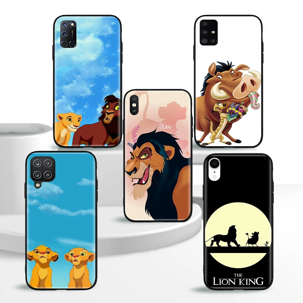 G-56 The Lion King Black Soft Silicone Case for iPhone XR XS Max X 15 Pro 6 6s 7 8 Plus SE 2020