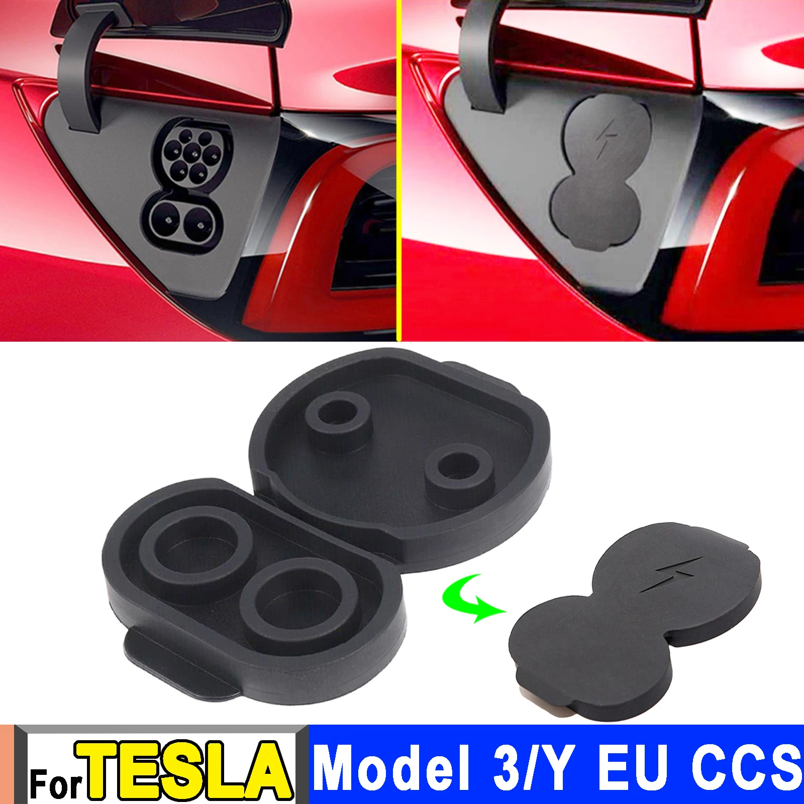 Silicone Car Charging Port Waterproof Cover Charger Hole Protector Dust Cover Cap for Tesla Model 3 2017 - 2020 Model Y CCS EU