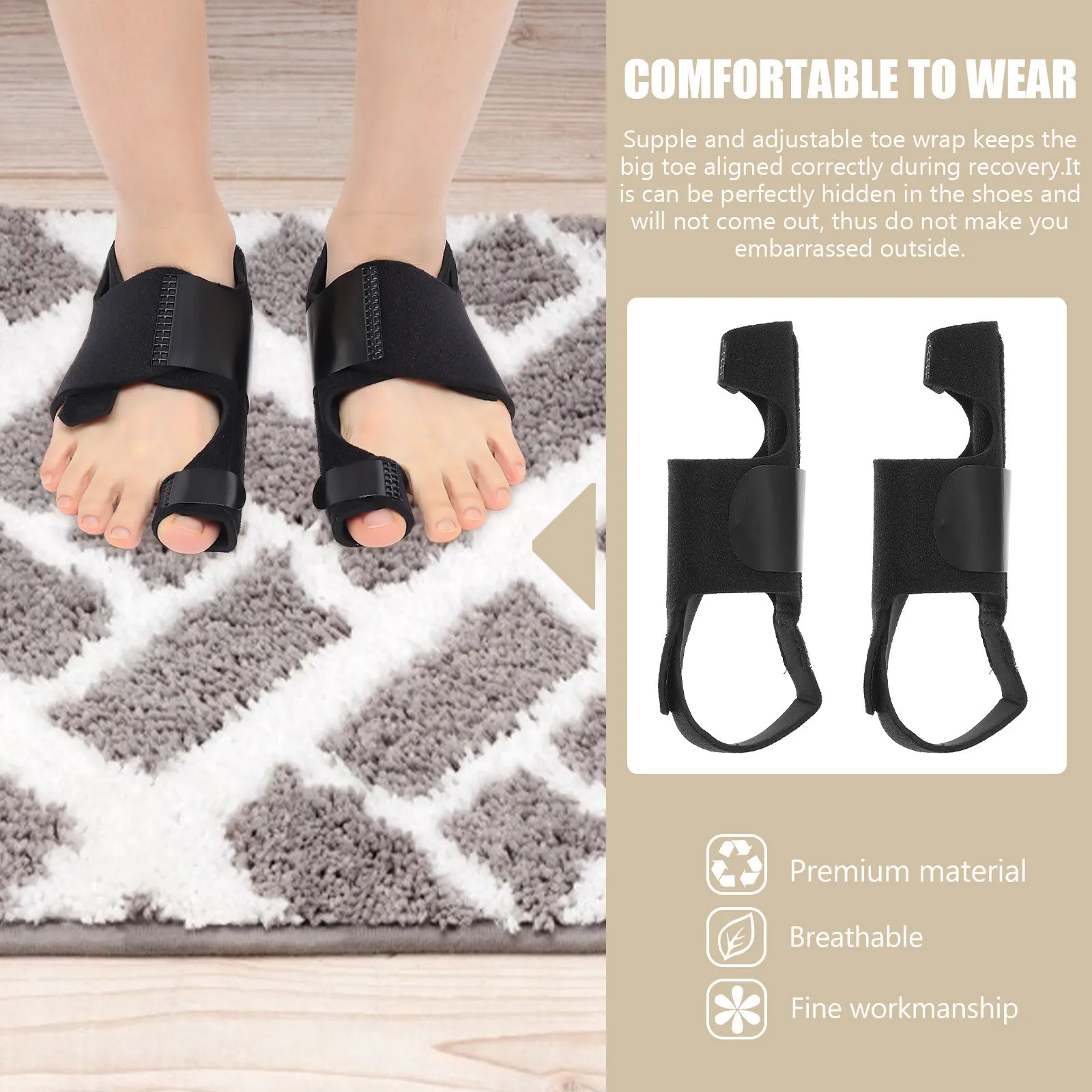 

1 Pair Hallux Valgus Corrector Toe Separator Adjustable Bunion Splint for Women Professional Comfortable Pain Relief Foot Care