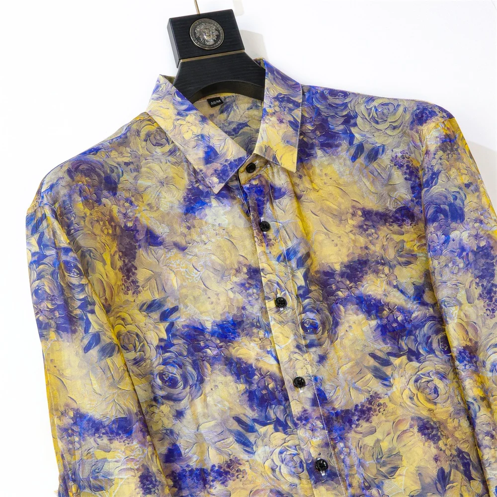 Brand Artistic Tie Dye Men's Long Sleeved Shirt Loose Casual Social Shirt Comfortable and Versatile Shirt for Men Clothing 2026
