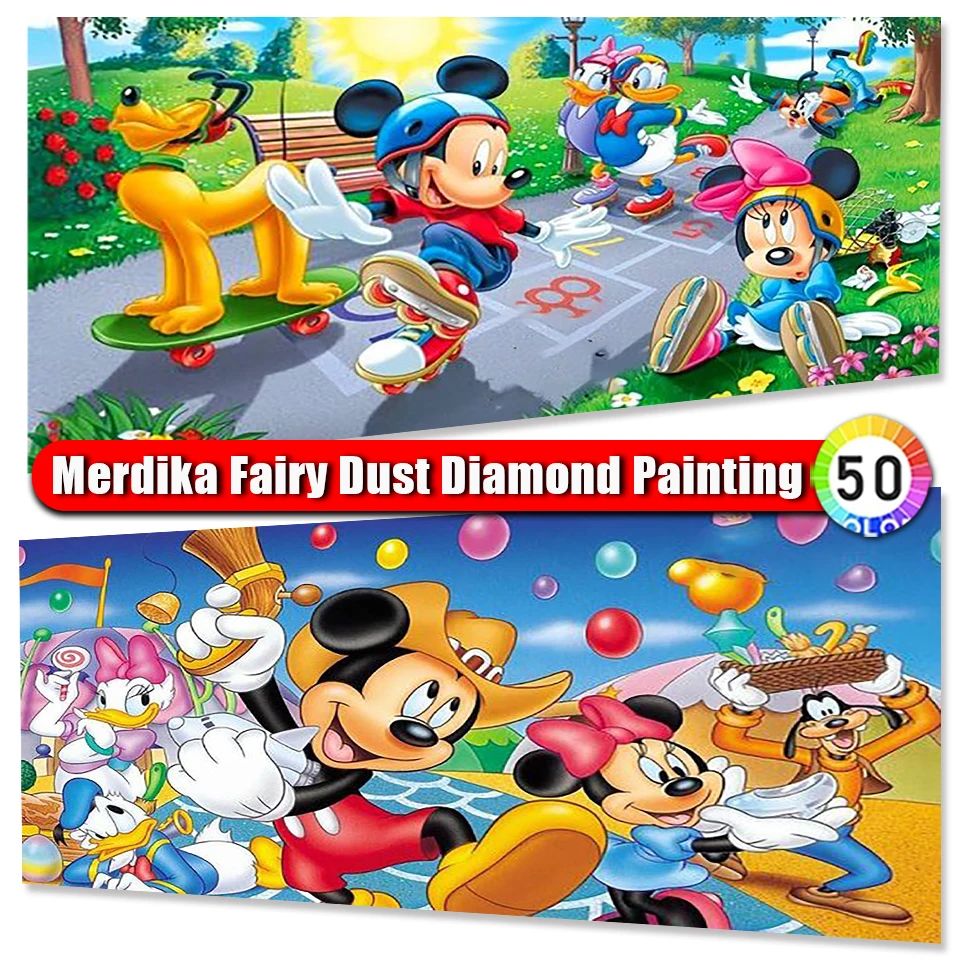 Picture Size Fairy Dust Diamond Painting Disney Cute Mickey Mouse Full Round&Square Diamond Embroidery Cross Stitch Mosaic Gift