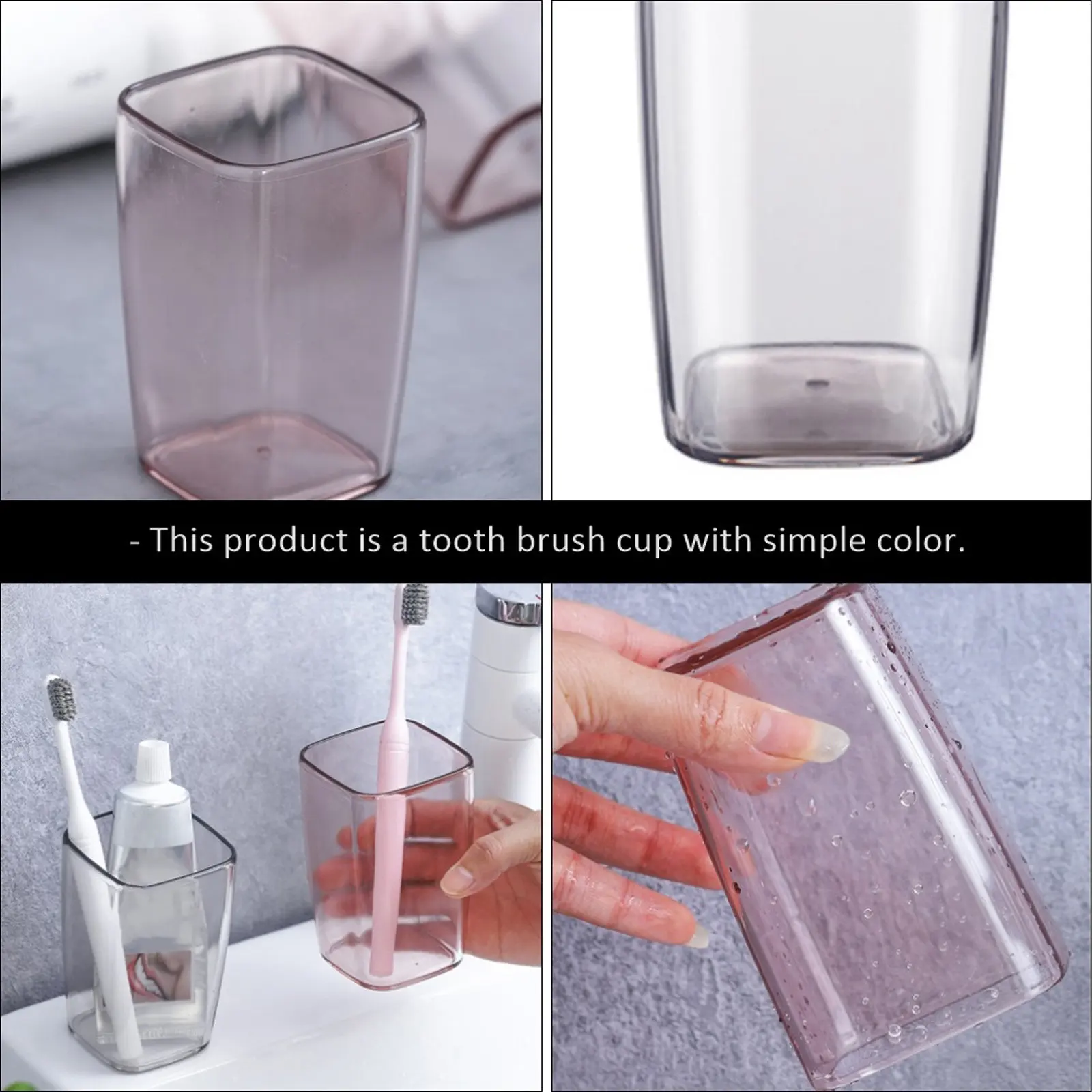 2Pcs Transparent Tooth Brush Cups Solid Gargle Drinking Tooth Mug Multifunctional Water Cup Drink Cup