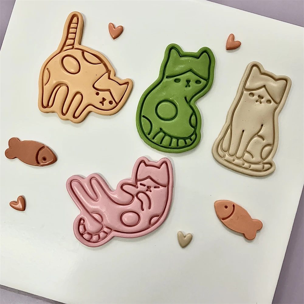 Cute Cat Shaped Cookie Cutters Animal Pet Kitten Birthday Cake Decorating Tool Fondant Frosting Biscuit Mold Baking Accessories