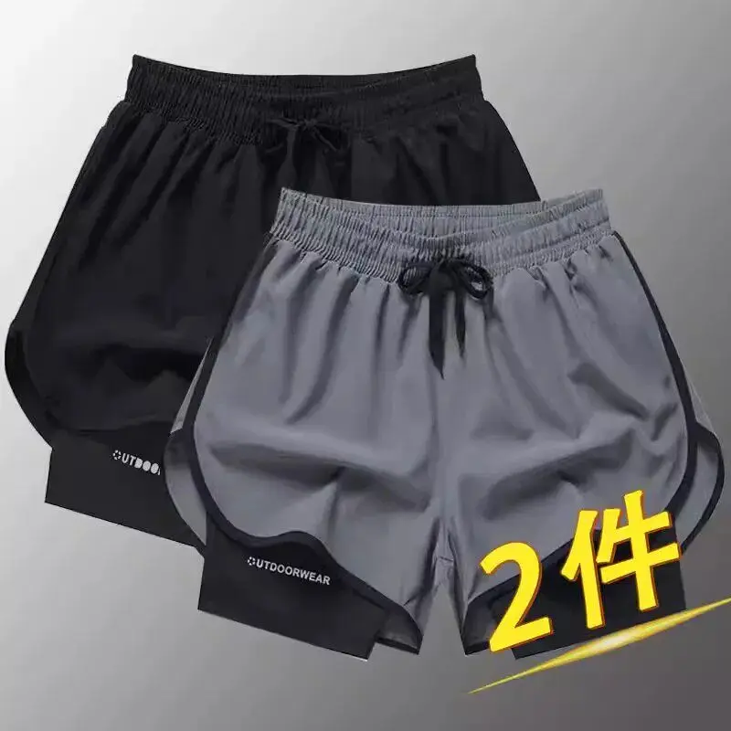 

Ice Silk Three Quarter Length Swimming Shorts Men's Summer Thin Quick Dry Fitness Running Knee High Fourths Polyester Fiber