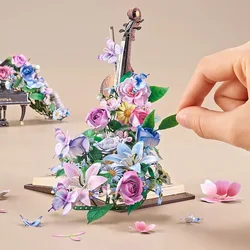 NEW DIY 3D Metal Puzzle Violin Eternal Flower Model Building Kits Assembly Camellia Lily Jigsaw Puzzles for Girls Birthday Gifts