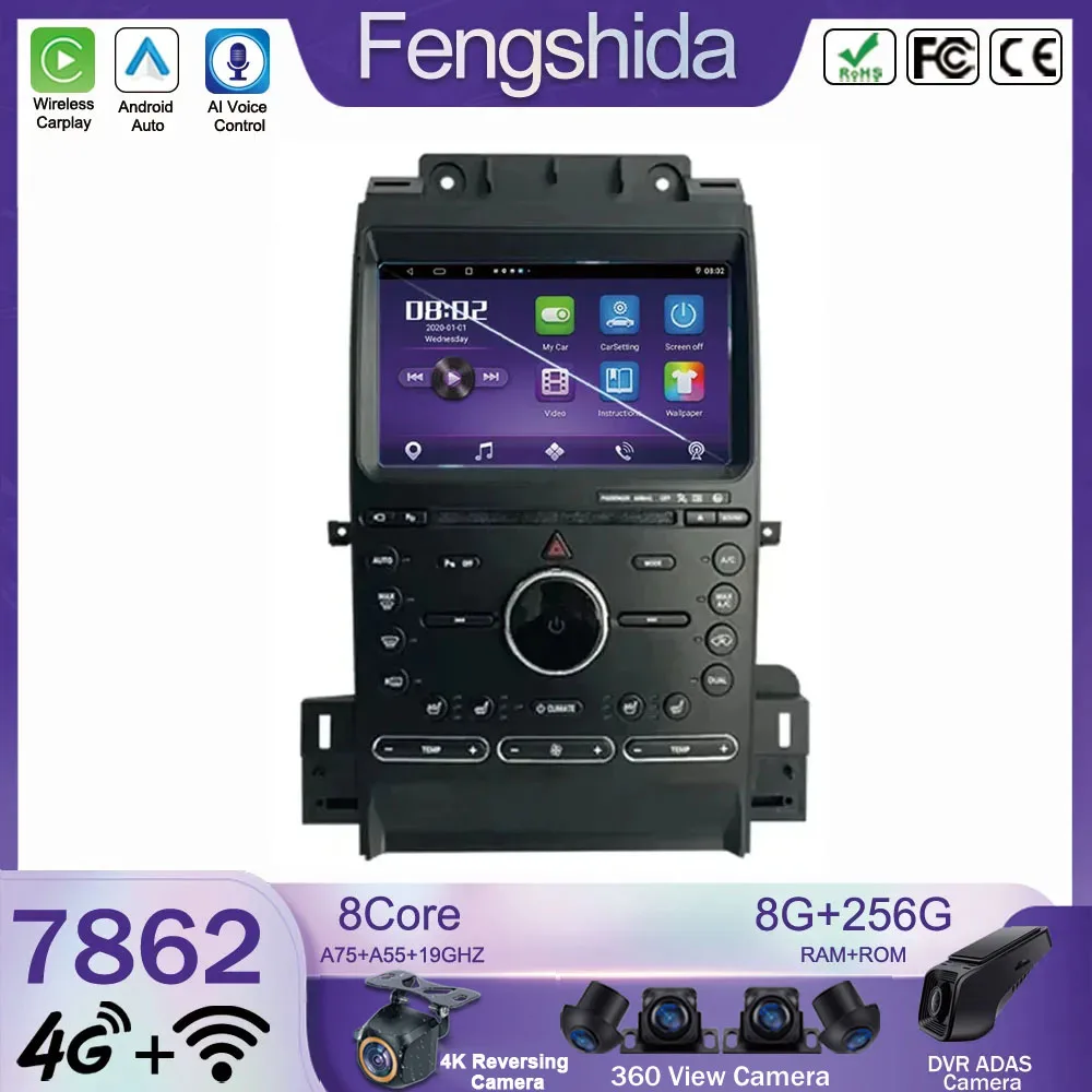 Android 14 Car Radio For Ford Taurus 2011-2016 Navigation GPS Android Auto 5G Screen Wifi Video Bluetooth No 2din DVD