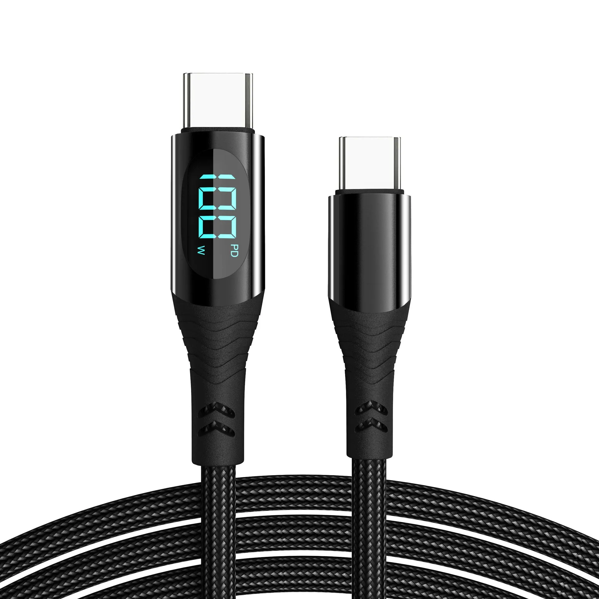 100w digital display data cable for apple 15 fast charging cable dual type-c to usbc cell phone multi type interface