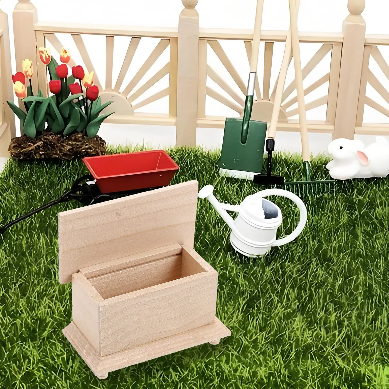 

Миниатюрный деревянный свадебный сундук-оттоманка в масштабе 1:12, белая отделка, мебель для спальни на чердаке, мини-мебель