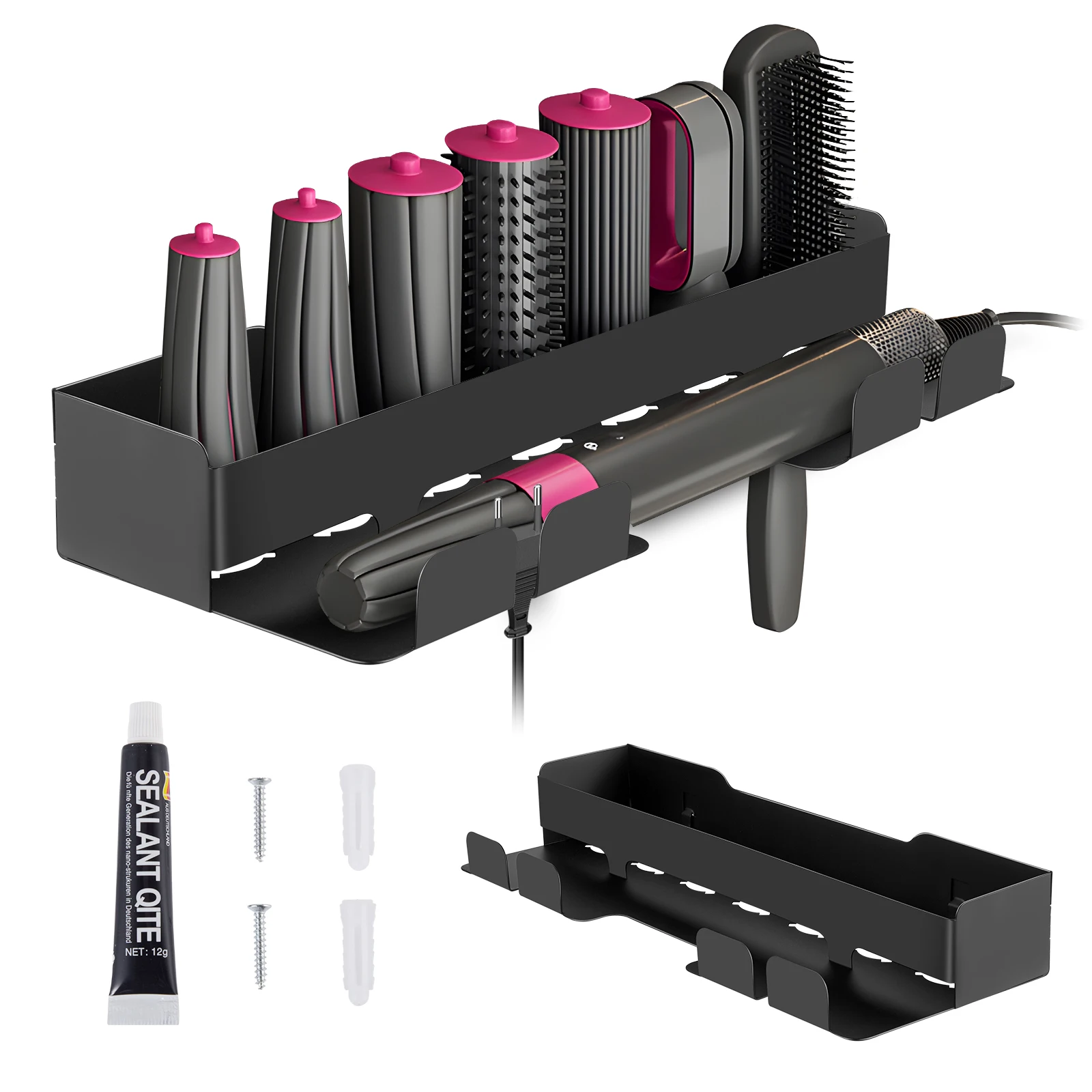 Hair Dryer Holder Wall Without Drilling Wall Mount Holder For 8 In 1 Styler Curling Iron Straightener Holder Hair Dryer Holder