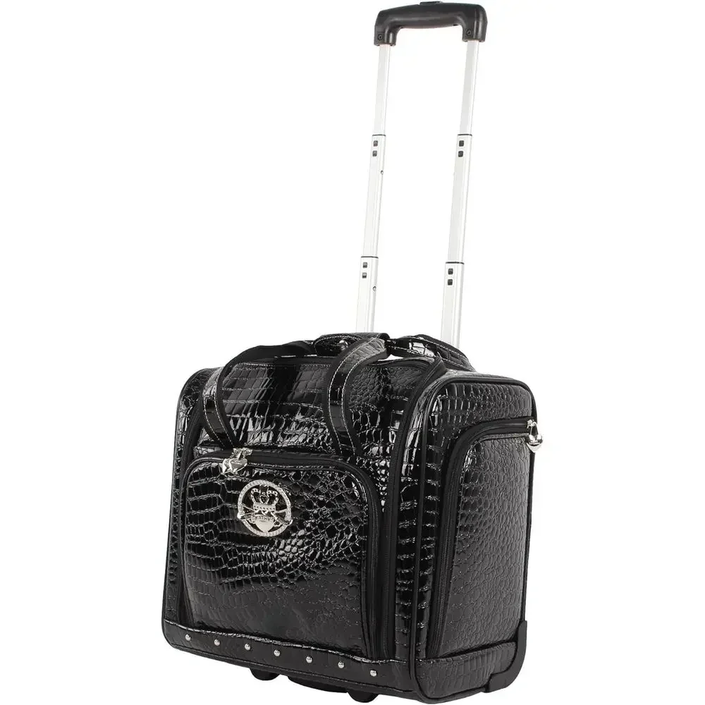 15 Inch Lightweight Carry-On Suitcase with Underseat Storage and 2-Wheel Spinner (Black)