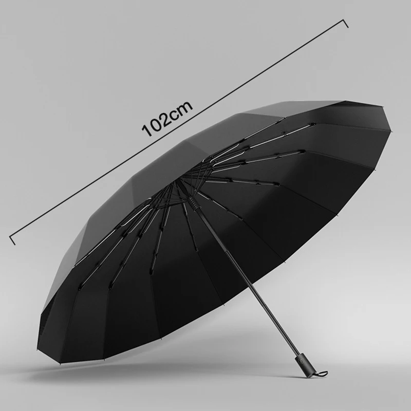 Large 16 Ribs Umbrella Windproof Strong Free Shiping Items, Luxury Folding Big Golf Umbrella Woman, 210T Pongee Cloth