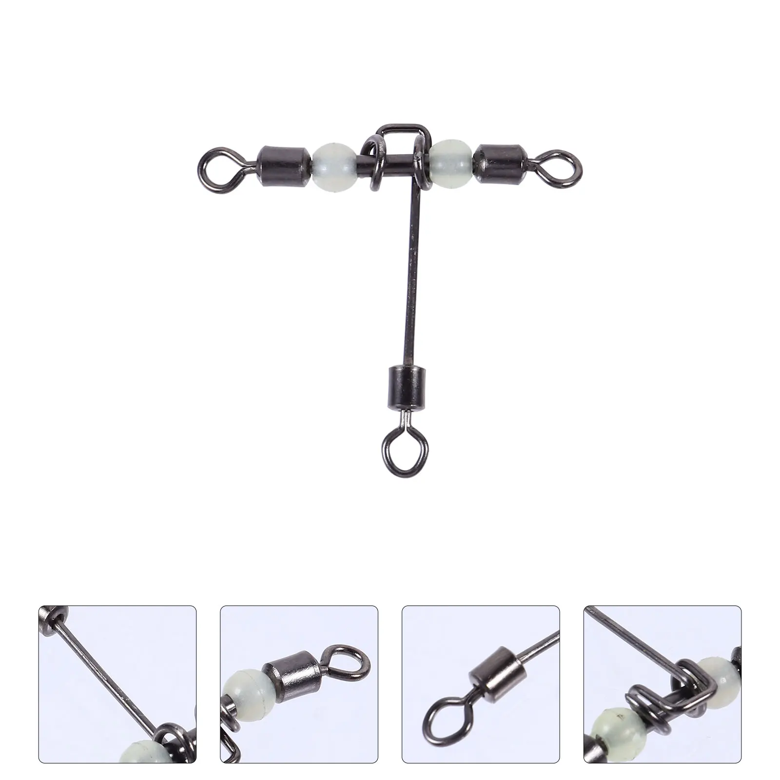 

20Pcs T-Shape Night Fishing Swivels Luminous Beads Special Material Anti-Knotting Lightweight Fishing Accessories