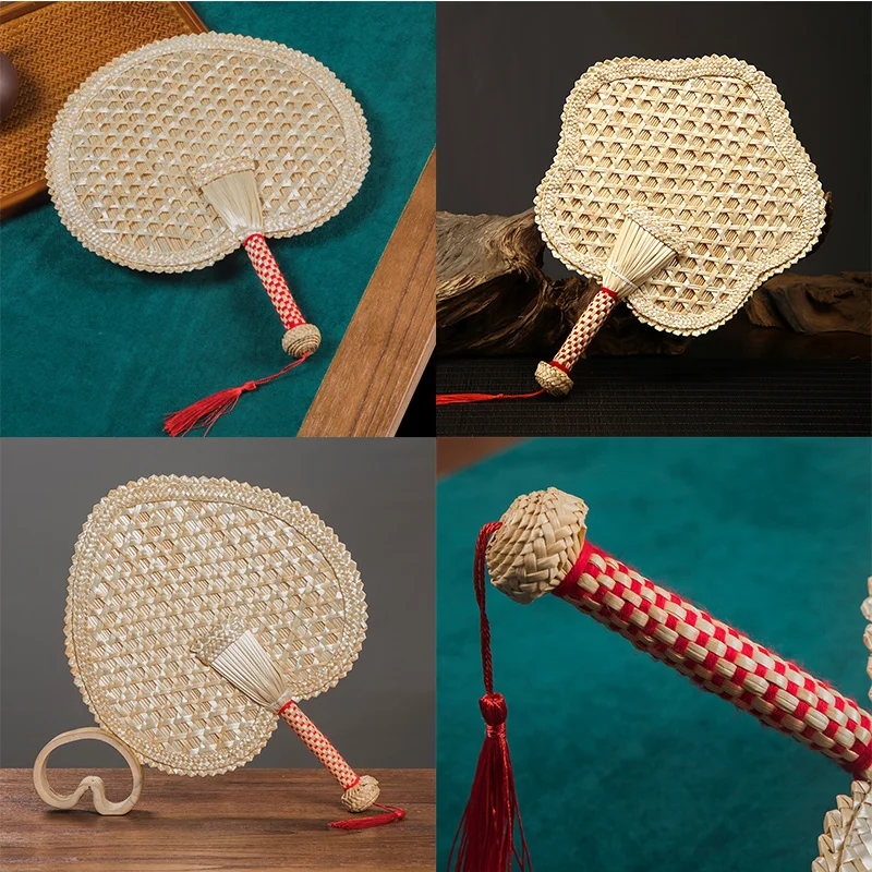 

Handmade Straw Fan Hand-woven Summer Cooling Mosquito Repellent Old Summer Natural Environmentally Friendly Decorative Round Fan