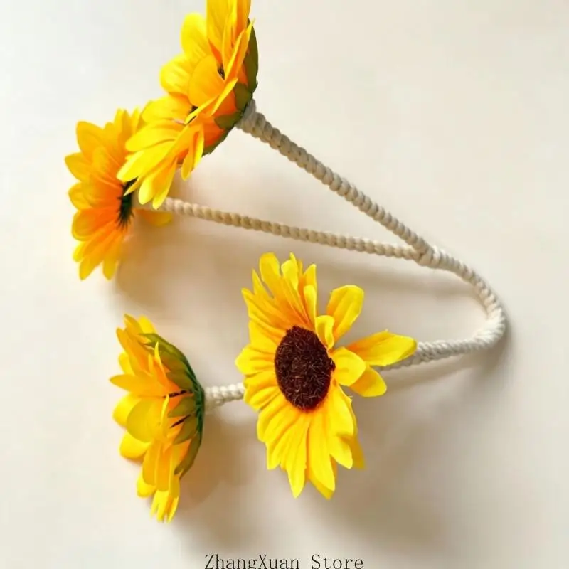 Sunflowers Curtain Tieback Wrap Around Holdback for Living Room Drapes, No Drilling Floral Rope Tie for Apartment Window Decors