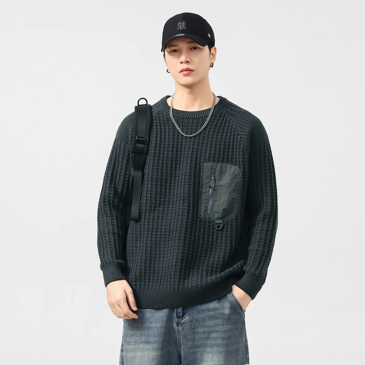 

Вязаный свитер Amekaji в американском стиле ретро — красивый крутой мужской пуловер свободного покроя Cityboys, 2024, осень-зима, модный, большие размеры 4XL