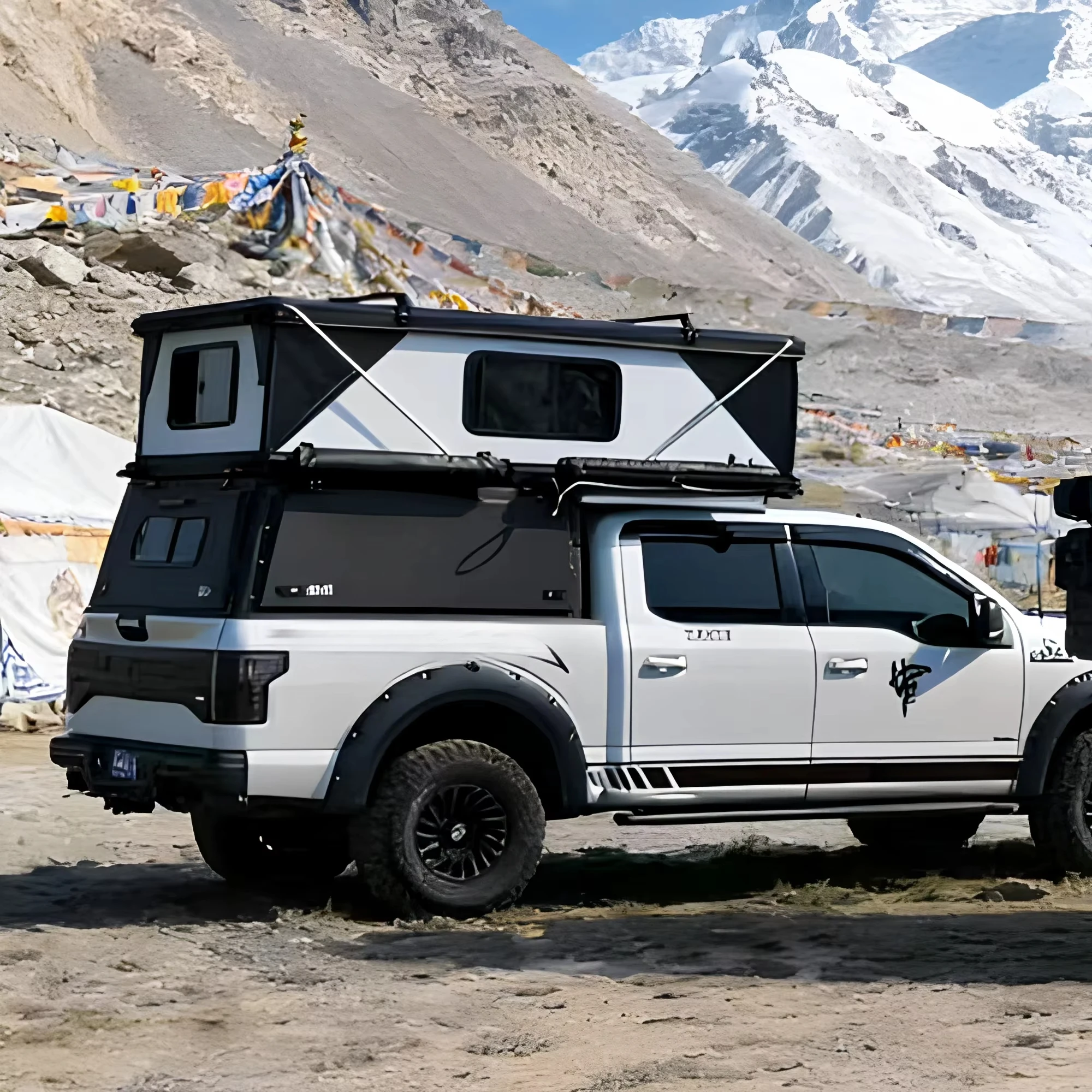 New Degin 4 Person Aluminum Hard Shell Camouflage Summer Roof Top Tent Triple Layer Quick Automatic Opening