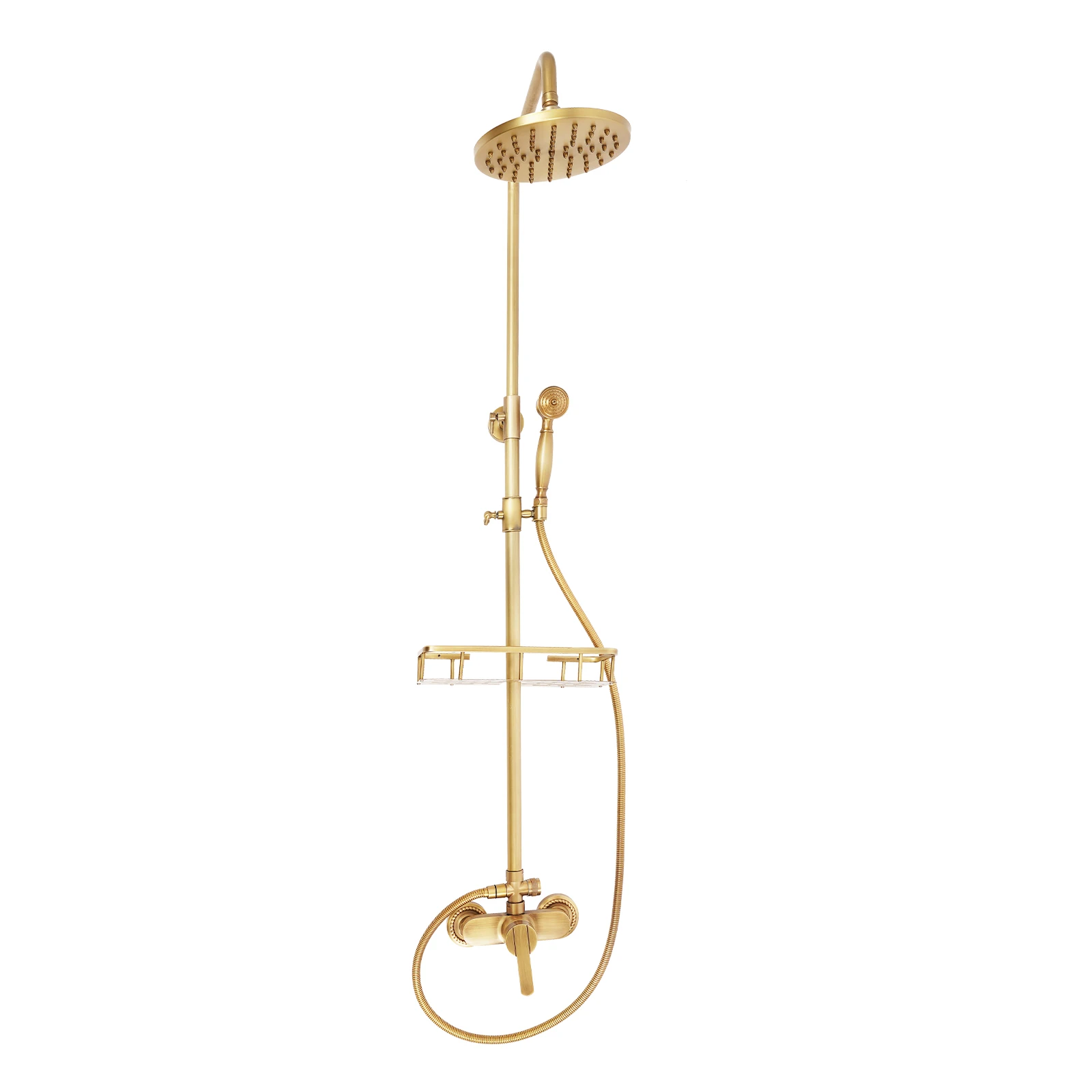 Badezimmer-Duscharmatur-Set Regenduschsystem mit Ablage für Zuhause und Hotel, 2 Wasserauslassmodi, Höhenverstellbar – Detail 8