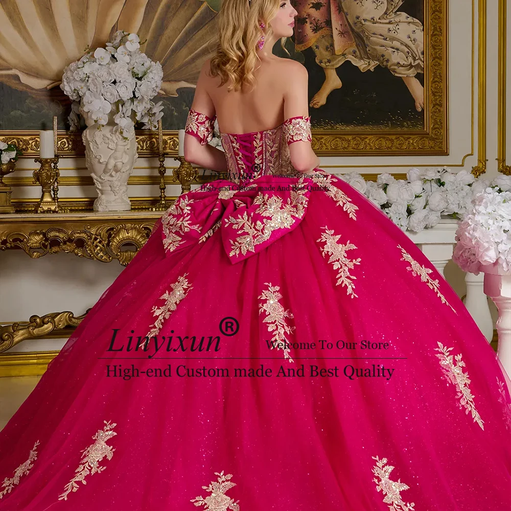 فساتين Quinceanera مجوهرات على شكل قلب بدون أكتاف لامعة فستاين سهرة/فساتين الحفلات 16 فستان حفلة عيد ميلاد مخصص فيستدوس 15 سنة ليلا