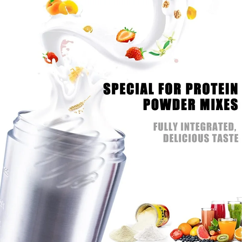 Copo Protein Powder Shaker, 750ml, 304 Aço Inoxidável, Garrafa de Água Portátil Esporte Fitness, Caneca à Prova de Vazamento, Nutrição Blender