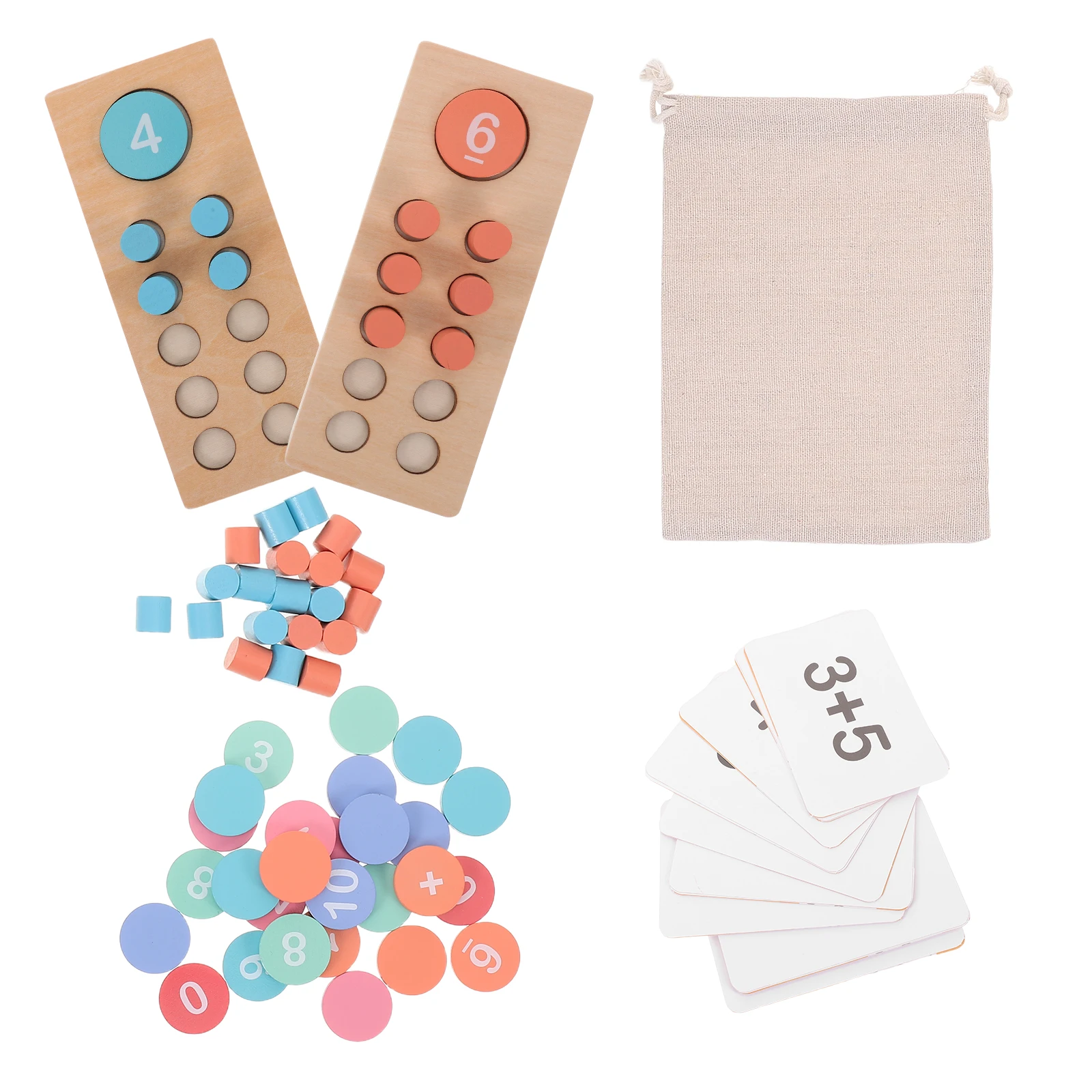 

1 Set Montessori Wooden Math Children'S Counting Frame With Colorful Beads Addition Subtraction Learning Tool For Preschool