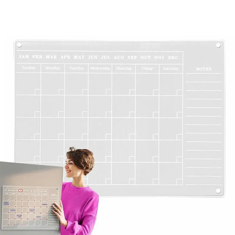 40x30cm Magnetic Acrylic Board for Refrigerator Daily Weekly Monthly Planner Marker Board Dry Erase Magnetic Calendar Memo Board