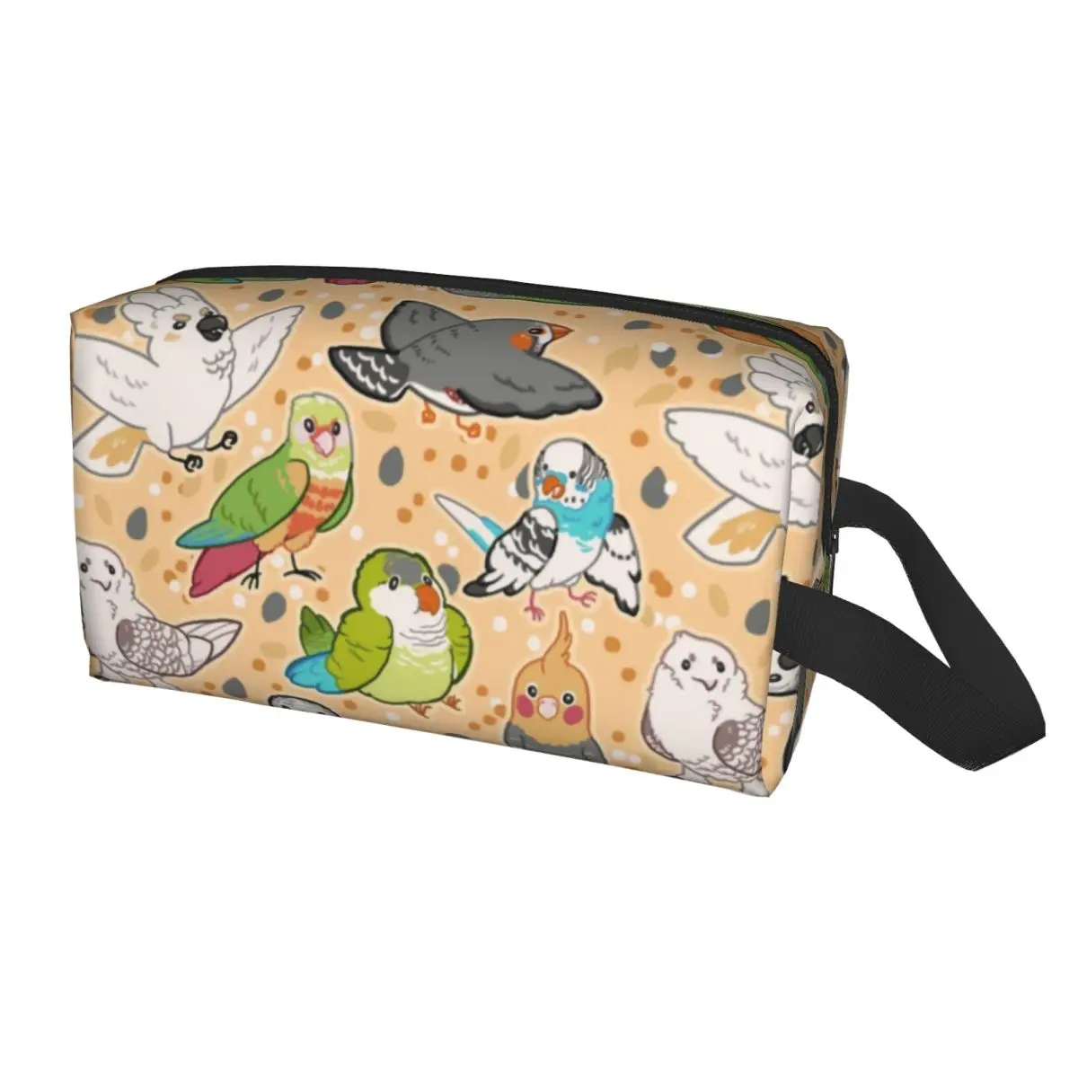 Custom Pet Birds Cosmetic Bag Women Kawaii Large Capacity Cockatiel Budgie Parrot Makeup Case Beauty Storage Toiletry Bags