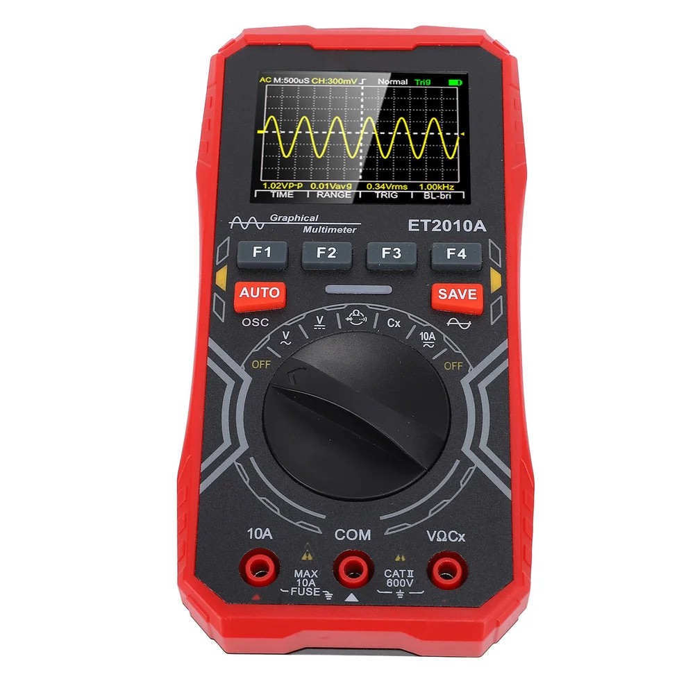 ET2010A Handheld Oscilloscope and Multimeter with 2.4-inch Color Display 1MHz Bandwidth Auto Sleep 4000 Count DMM