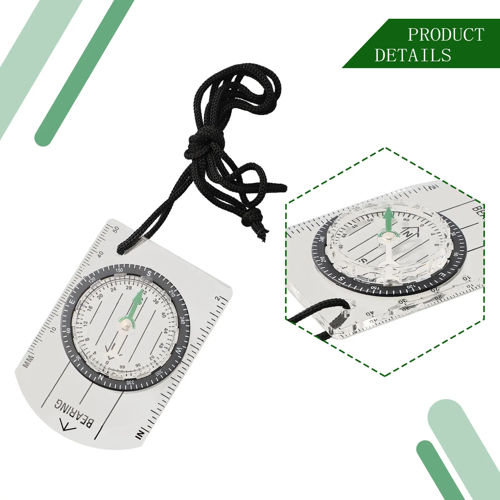 مسطرة متعددة الوظائف للبوصلة في الهواء الطلق خريطة مقياس التخييم التنزه بقاء للبوصلة خريطة صغيرة حاكم التنزه التخييم بقاء