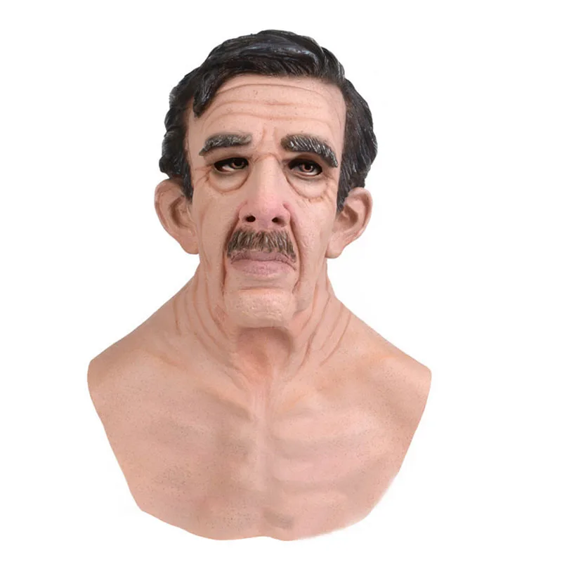 Elderly Woman Man Mask Wrinkle Full for Head Mask Grandpa/Grandma Face Mask Devil Novelty Supplies Halloween Party Cosplay Props image 4