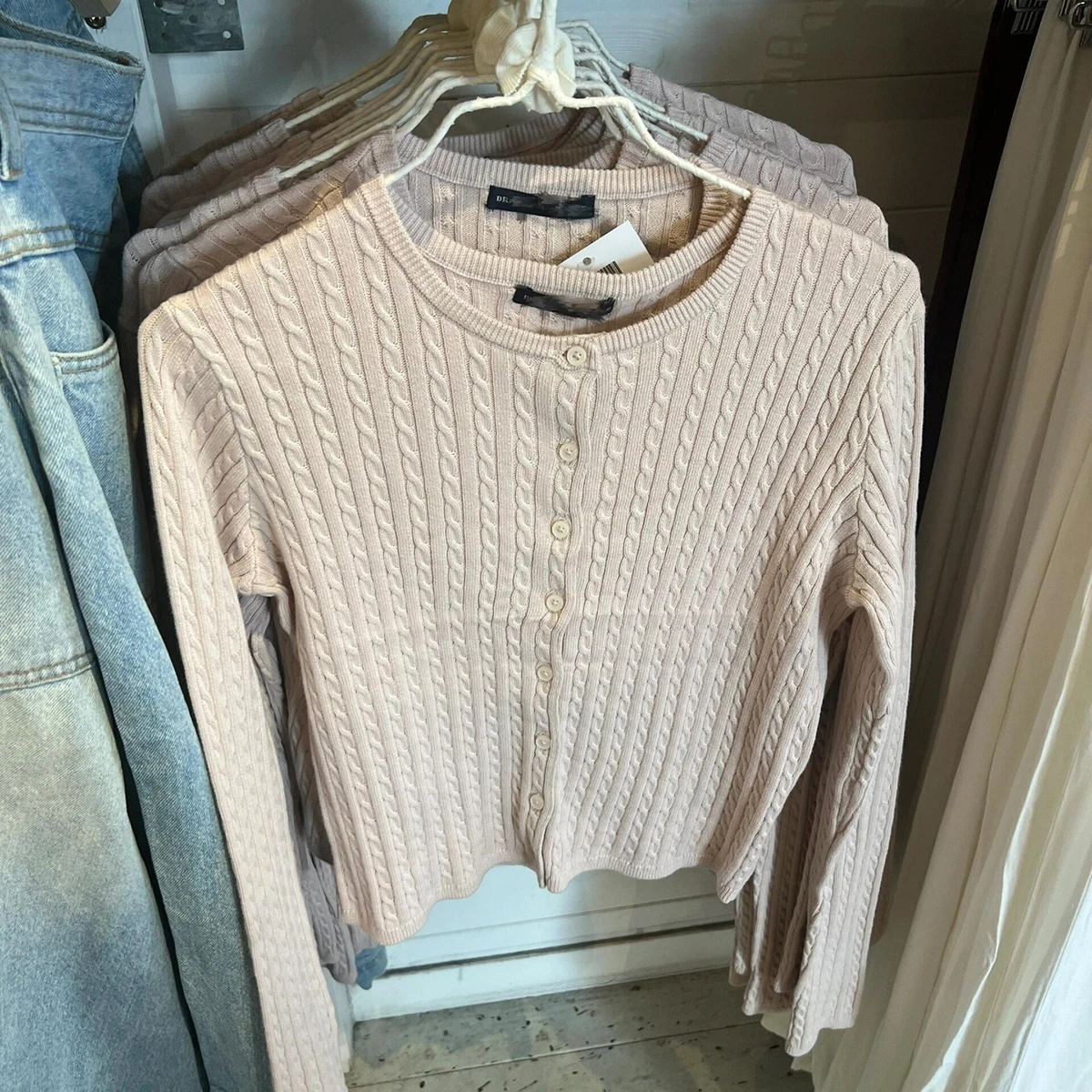 Twisted Knitted Sweater Cardigan Women Spring Clothes 2025 Single Breasted Long Sleeve Cotton Sweaters Sweet Knitwear Y2k Tops