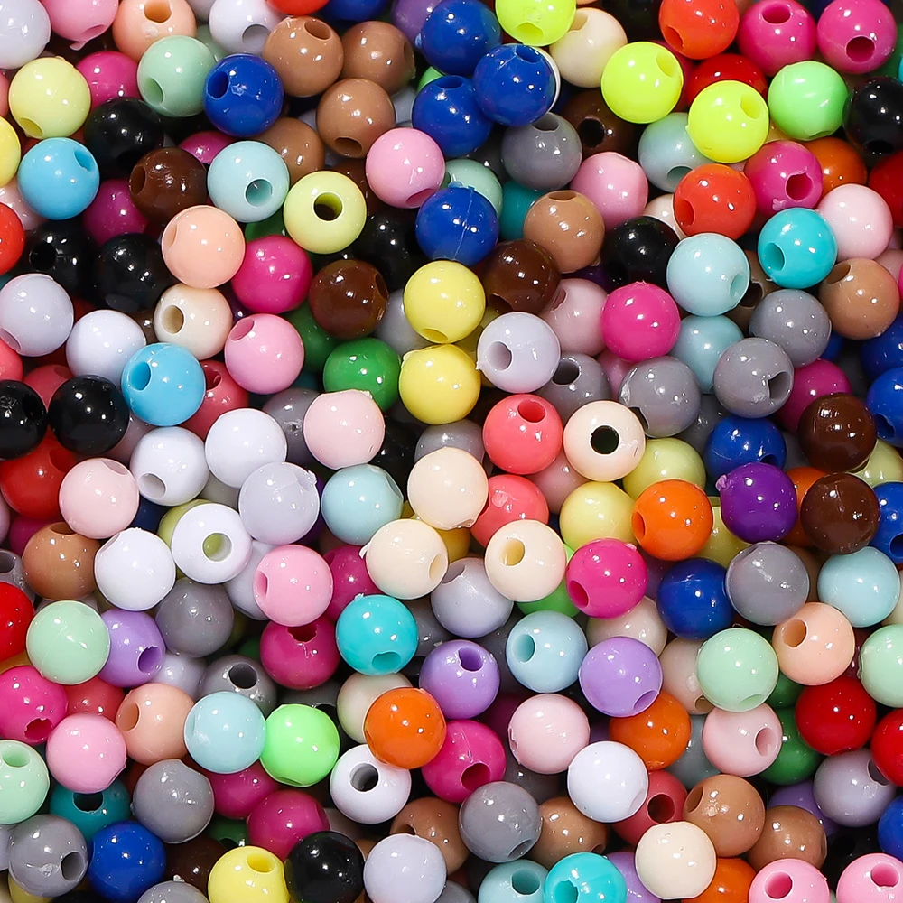 10g/Lot 4mm Colorful Acrylic Beads Round Shape Loose Spacer Beads for DIY Charms Necklace Bracelet Jewelry Making Accessories