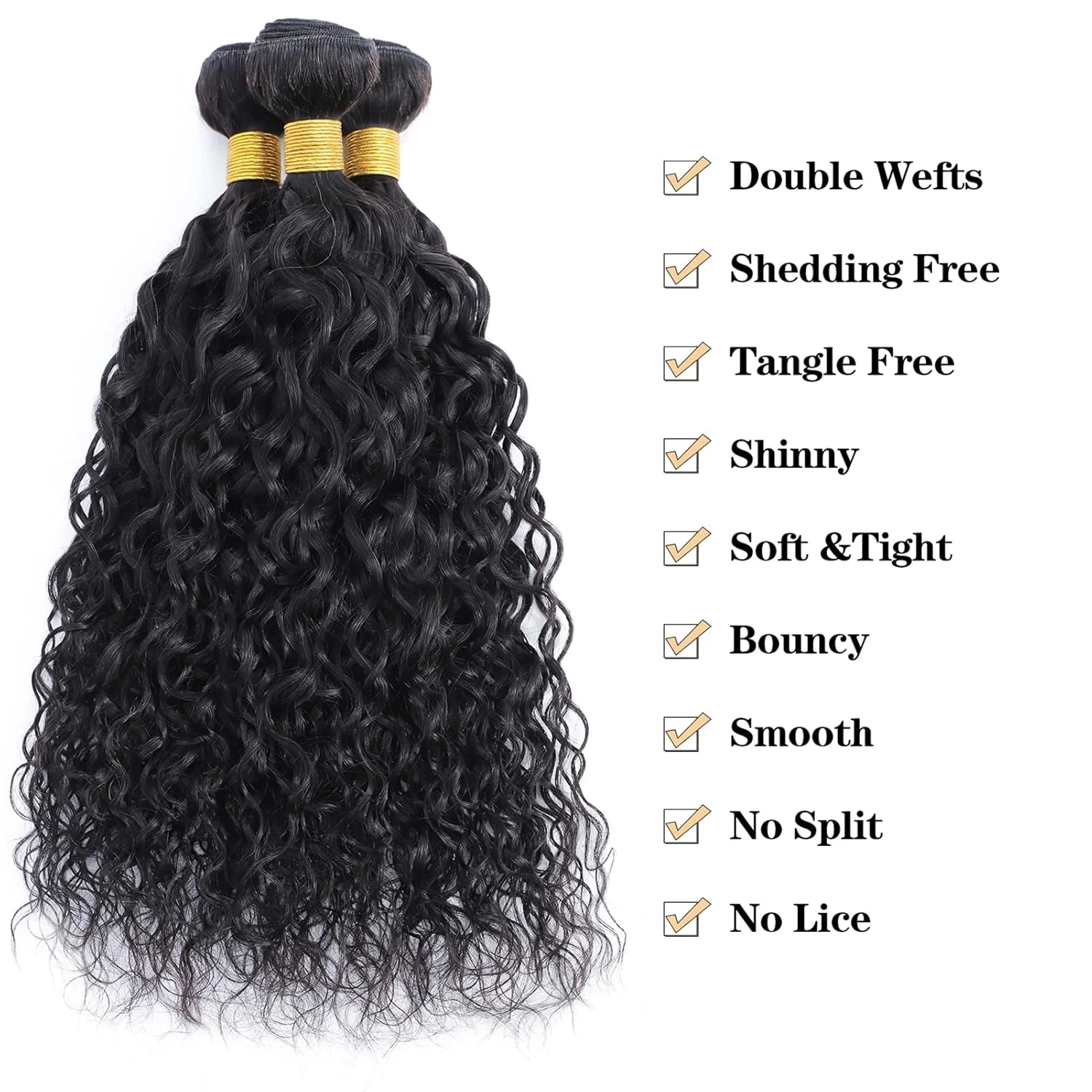 Brazilian Curly Human Hair 3 Bundles with Closure water wave Human Hair Weave 100% Unprocessed Hair Weft Extensions