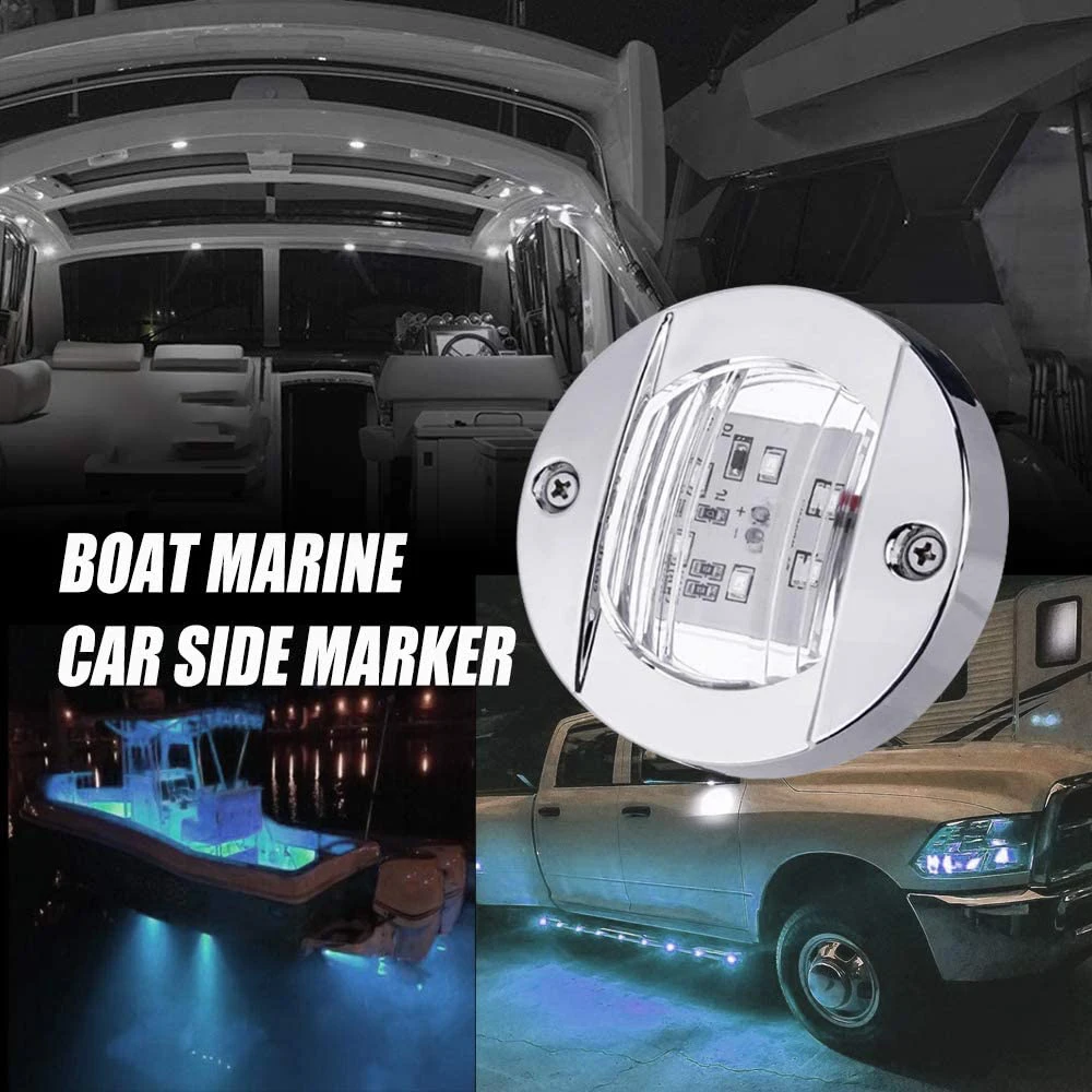 Navigation Lights LED Side Marker Light Waterproof Marine Boat Yacht Round Transom Anchor Stern Lights White Light