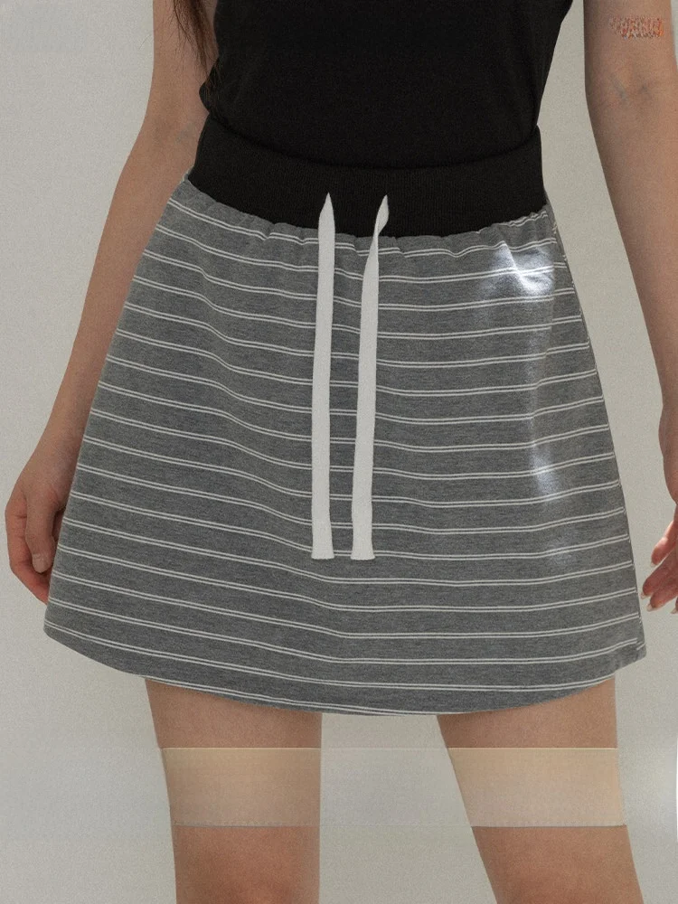 

Летняя женская юбка Loveheynew с завышенной талией, стрингами, цветными полосками, облегающая, приталенная, повседневная, А-силуэт