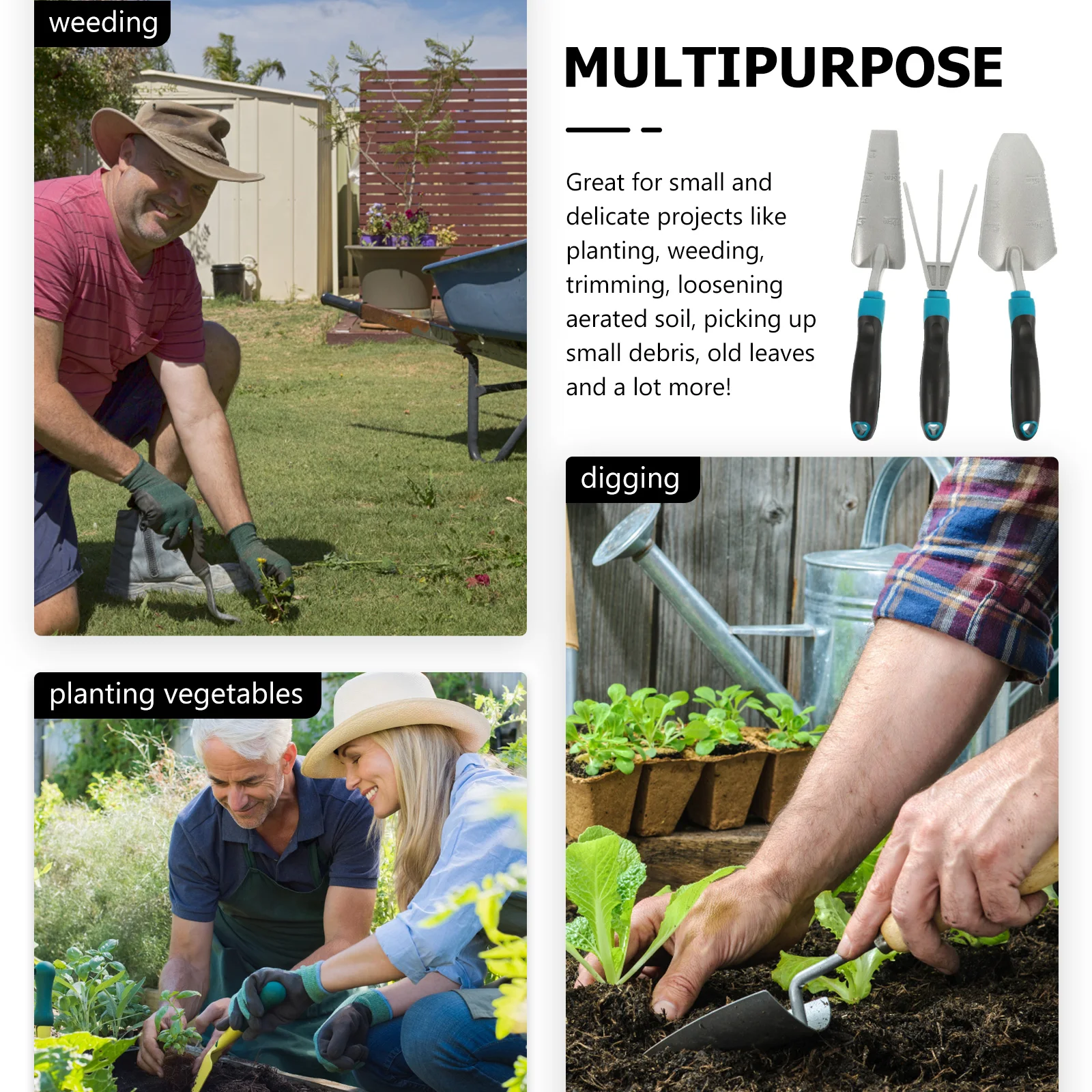 

1 Set Metal Hand Trowel Garden Rake Tool For Bonsai Planting Digging Transplanting Portable Gardening Tools Set Ergonomic Anti