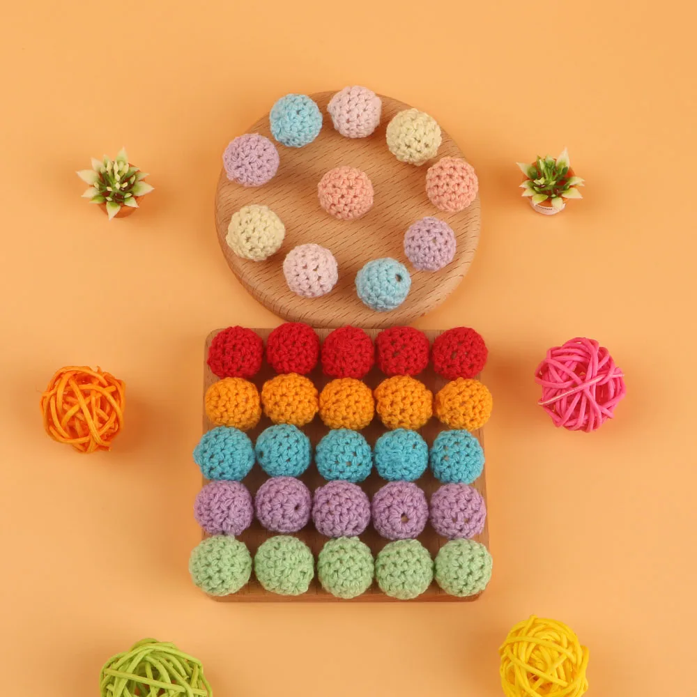 15 قطعة 16/20 مللي متر كرات الكروشيه مجموعة الخرز الخشبي المستديرة DIY بها بنفسك لصنع المجوهرات سوار قلادة أقراط مصاصة ملحقات السلسلة #4