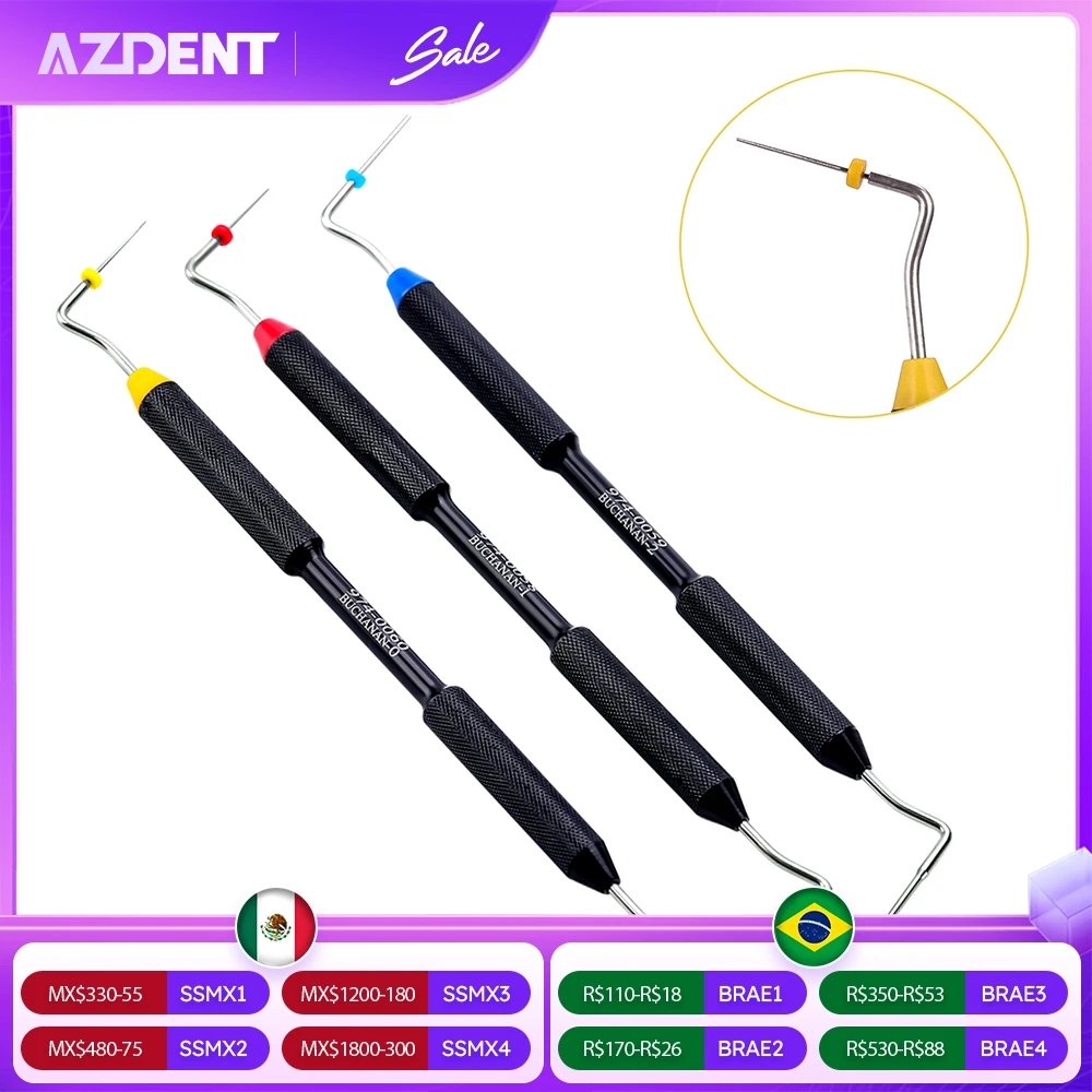 

AZDENT 3 Pcs/Pack Dental Endo Hand Plugger Fill Instrument NITI Tip #0 #1 #2 Dentist Dentistry Tools