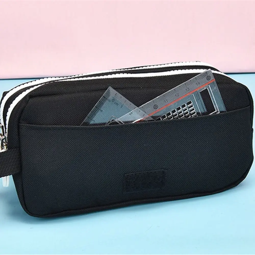 High Quality Double Layer Portable Pen Pouch Large Capacity Wear-resistant Pencil Case Zipper Durable Pen Bag Students