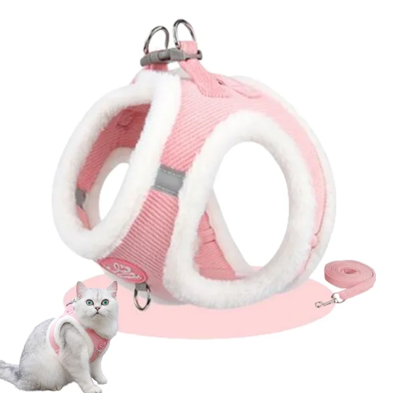 

Cat Harness Leash Set Winter Vest Escape Proof Chest Strap Kitten Walking Lead Traction Belt Pet Adjustable Collar Supplies