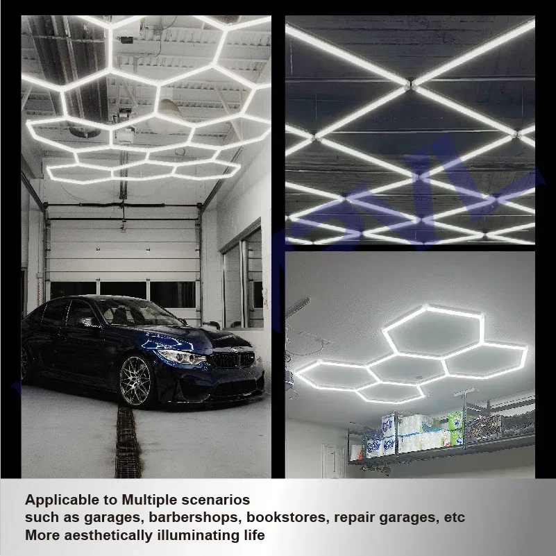 Imagem -04 - Luz Hexagonal Personalizada para Barbeiro Garagem 110v240v Tubo Led Iluminação de Teto para Academia Barbearia Oficina de Reparo de Automóveis