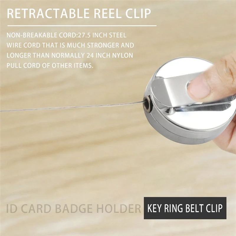 

Portable 6 Pack Heavy Duty Retractable Badge Holder Reel,Metal ID Badge Holder With Belt Clip Key Ring Silver