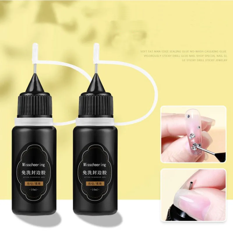 Disposable Sealant Glue Nail Art Gel For Rhinestones Decorations No Wipe Jewelry StrongTop Coat DIY Manicure Accessories 10ml