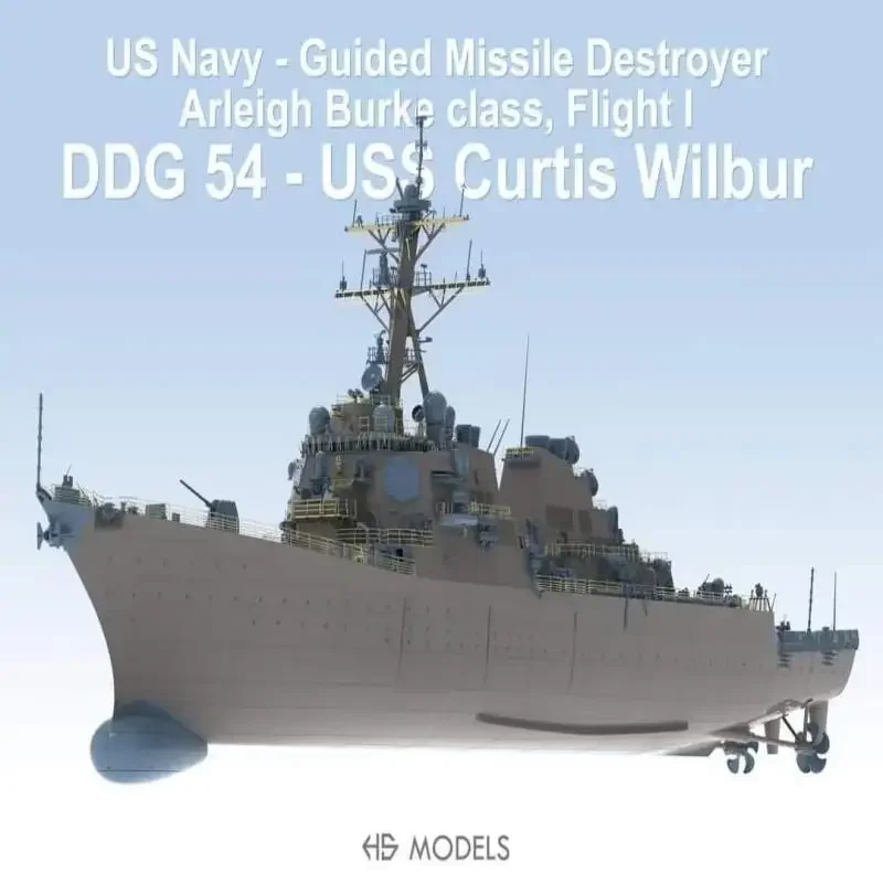 HS-MODEL U200001F DDG-54 1:200 US Navy -Guided Missile DestroyerArleigh Burke Class Flight l DDG 54 - USs Curtis Wilbur