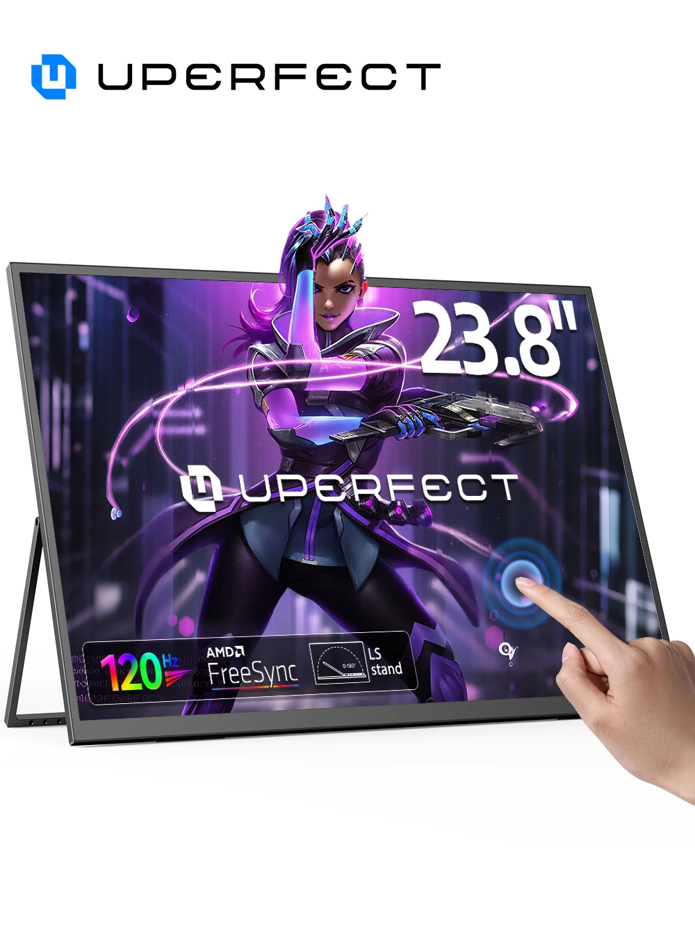UPERFECT 23.8 Touchscreen Large Computer IPS Display With Stand 120Hz Desktop Monitor For XBox Switch PS5 Gaming Extend Screen